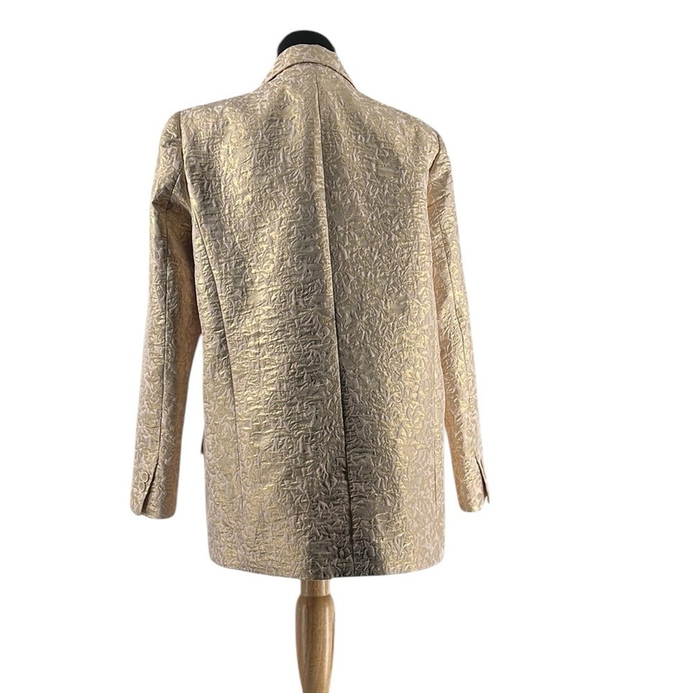 Zara blazer Gold jacquard jacket elegant pretty business casual event sz lg - Picture 7 of 11